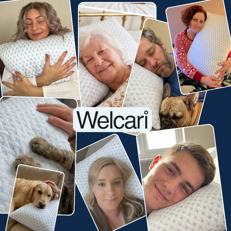 Welcari-kunder som vilar på sina kuddar